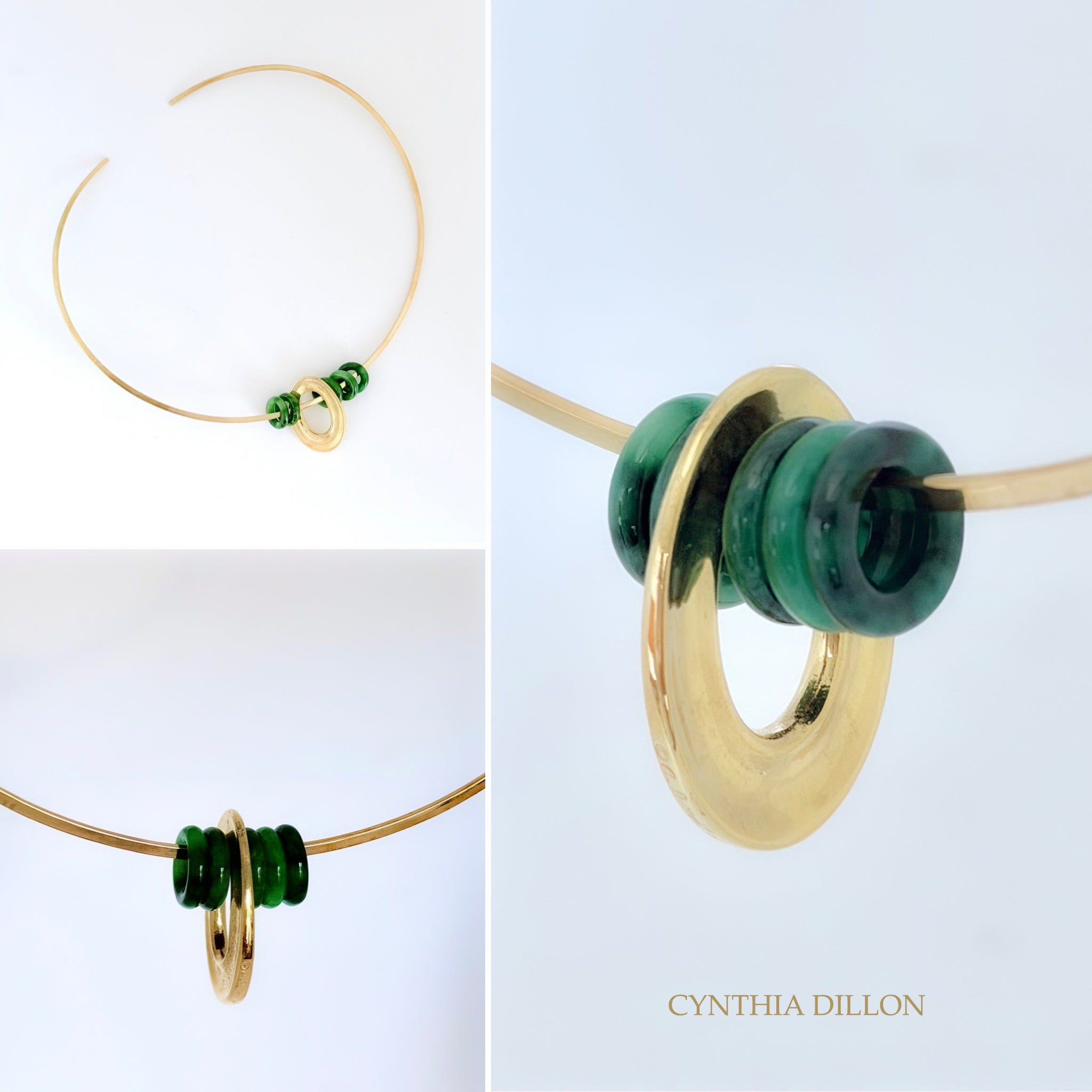 Necklace ~ Choker with Oval Pendant in 18 KT Gold/ vermeil