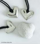 Pendant -Large  "Heart" in Sterling Silver with Cord