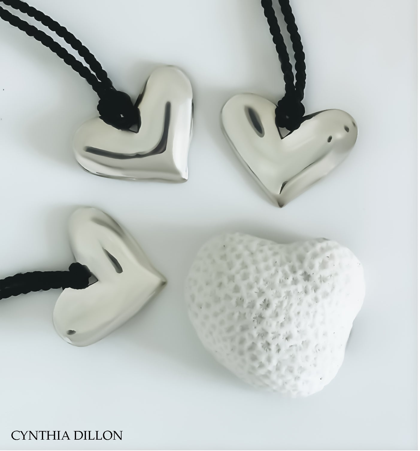 Pendant -Large  "Heart" in Sterling Silver with Cord