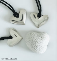 Pendant -Large  "Heart" in Sterling Silver with Cord