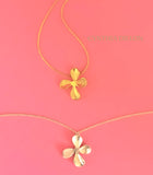 Pendant -  Sculpted "Flower - 4 Petals" Sculpted in S/S w. 16" Chain.