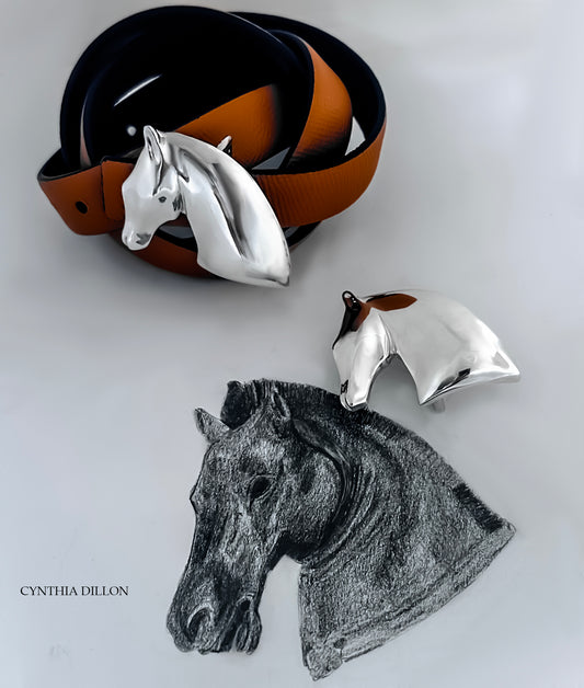 Buckles ~ Sculpted Horse Head in Sterling Silver with Reversible Belt