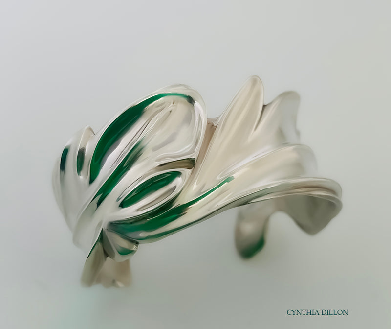 Bracelet - Sculpted "Leaves" in Sterling Silver.