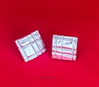 Earrings - Sculpted "Mondrian" Squares in Sterling Silver