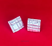 Earrings - Sculpted "Mondrian" Squares in Sterling Silver