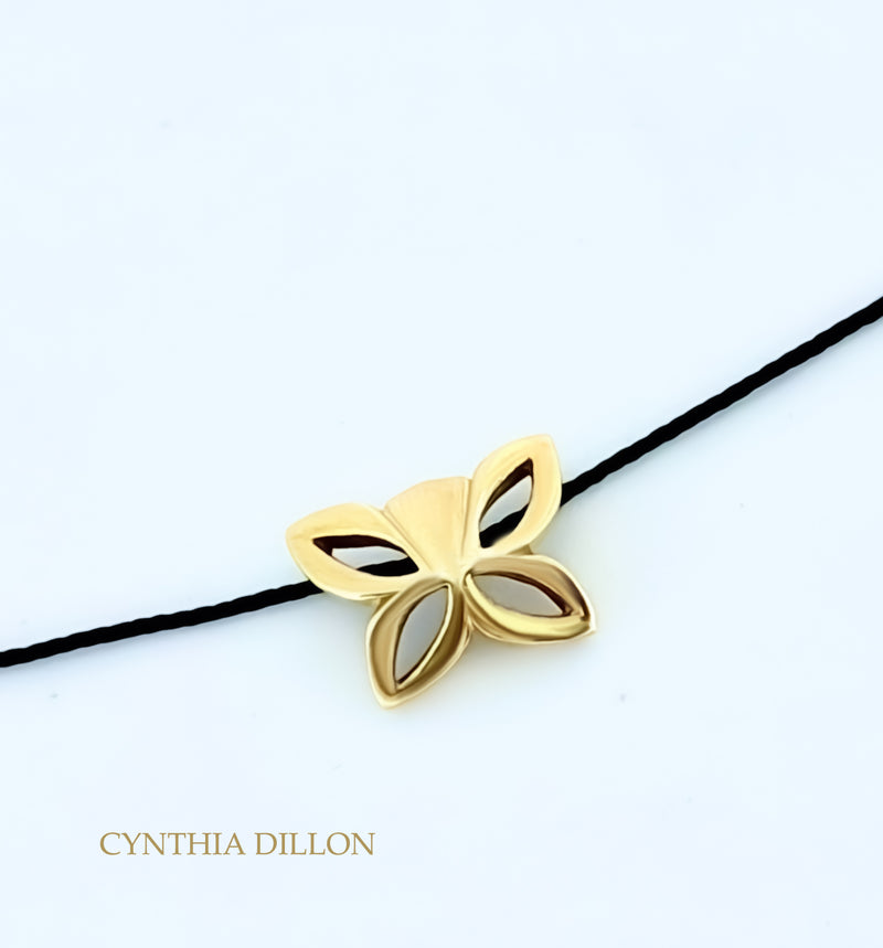 Pendant ~ Butterfly pendant in 18KT Gold with silk cord