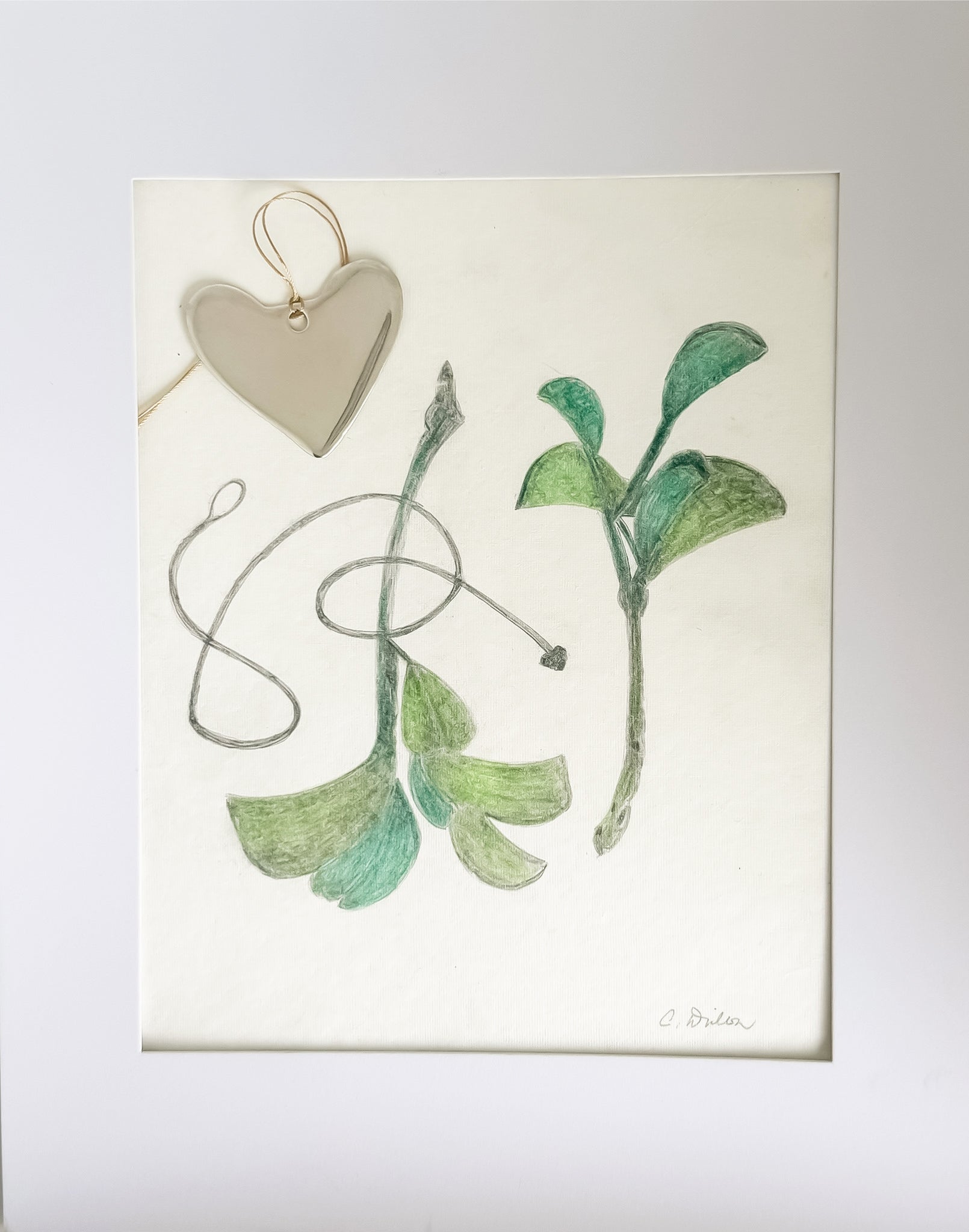 Pendants and Print ~  Sculpted Big Heart in Sterling Silver  with Ivy