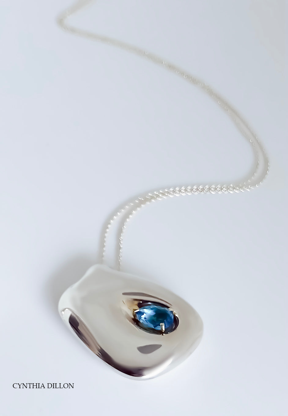 Pendant ~ Sculpted "Pebble" with Drop...