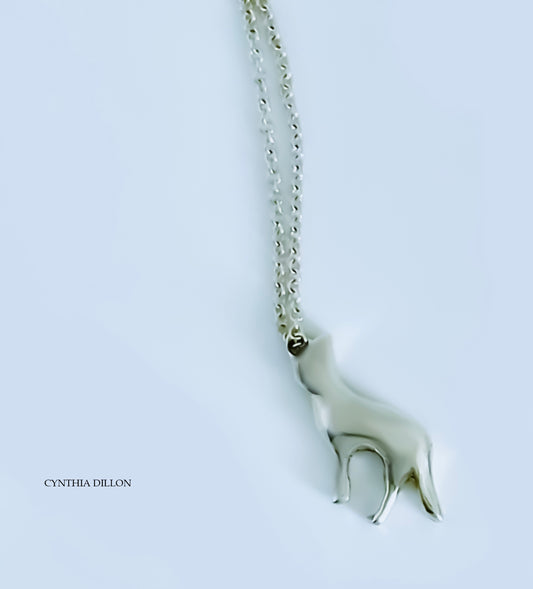 Pendant - Sculpted "Reina" German  Shepherd Dog in Sterling Silver