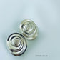 Earrings ~ Sculpted "Swirls with Pave Diamonds in 18KT Gold bezel" in Sterling Silver