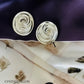 Earrings ~ Sculpted "Swirls with Pave Diamonds in 18KT Gold bezel" in Sterling Silver