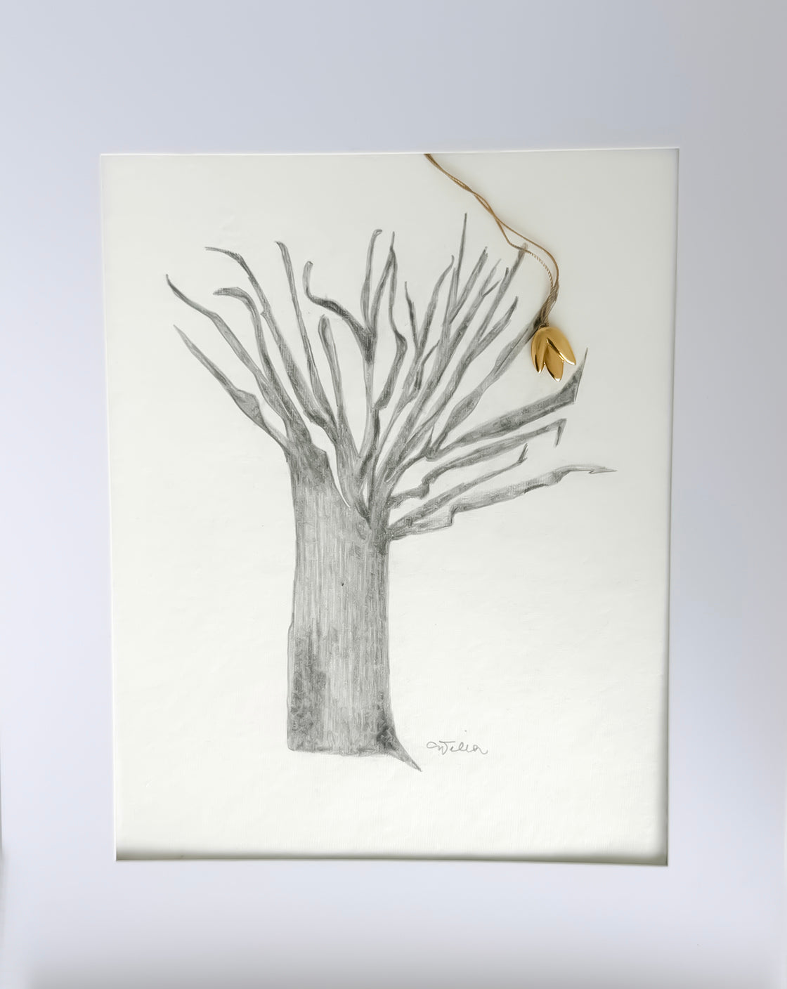 Pendant and Print ~ The Tulip on the Tree with a simple silk cord