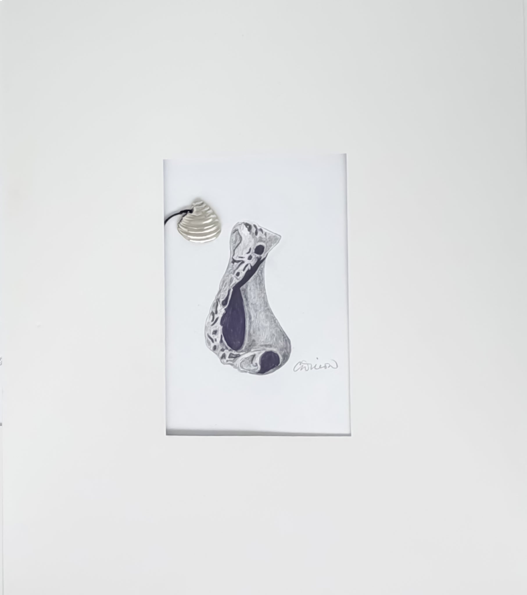 Pendant and Print ~ Sculpted Shell in Sterling silver