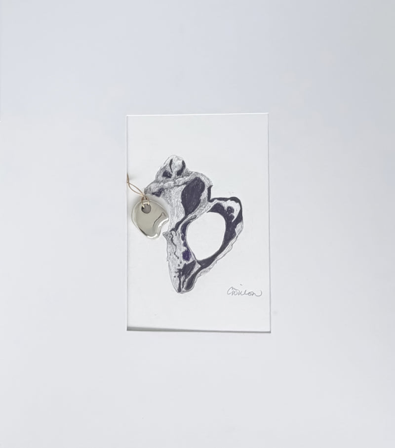 Pendant and Print ~  Freeform Piece in Sterling Silver and Shell