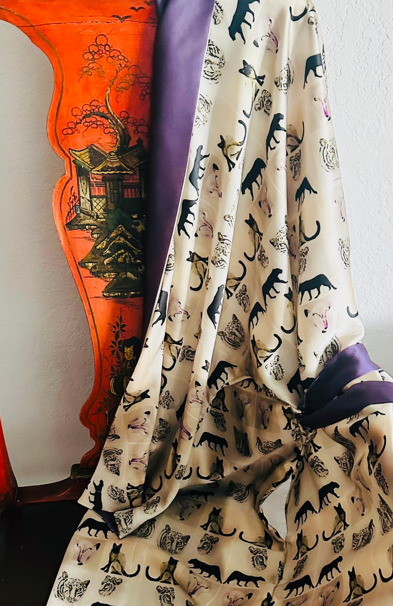 Kimono - Cats...in the Wild.  Kimono in 100% Silk