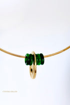 Necklace ~  Choker with Oval Pendant in 18 KT Gold/ vermeil