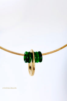 Necklace ~  Choker with Oval Pendant in 18 KT Gold/ vermeil