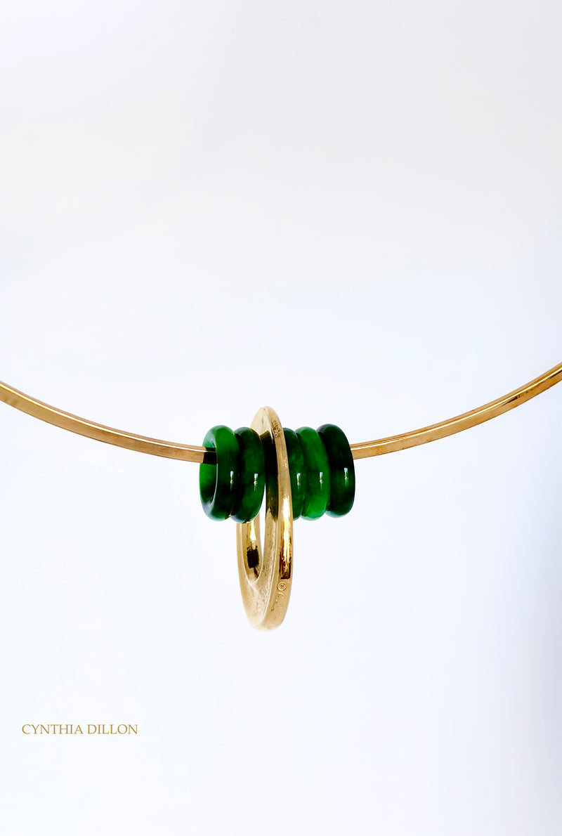 Necklace ~  Choker with Oval Pendant in 18 KT Gold/ vermeil