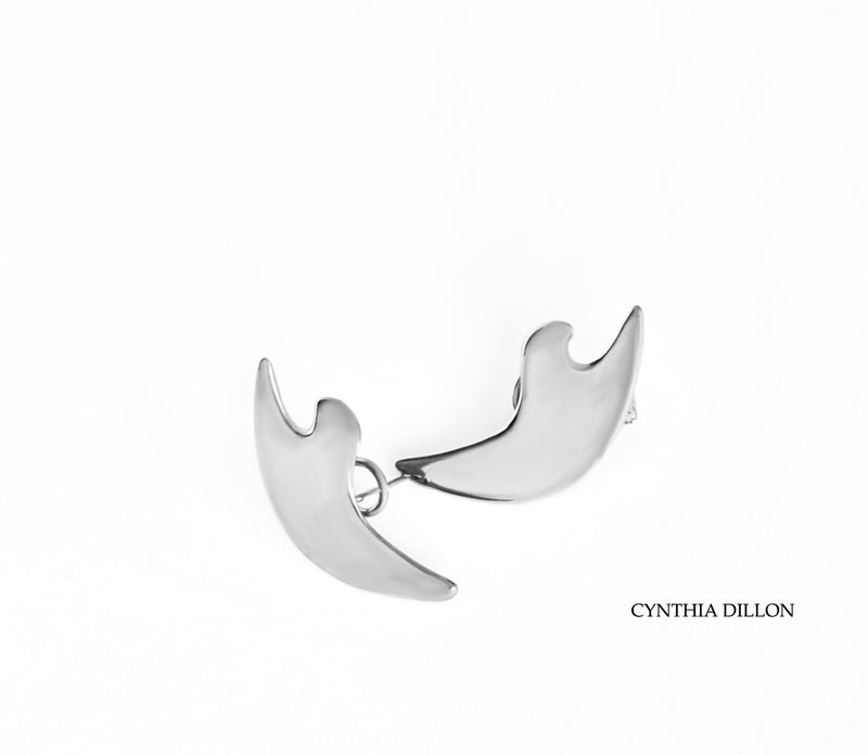 Earrings ~ Sculpted  "Eagles" in Sterling Silver