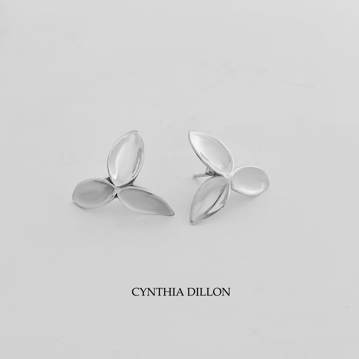 Earrings ~ Sculpted "Three Petals Flower" in Sterling Silver