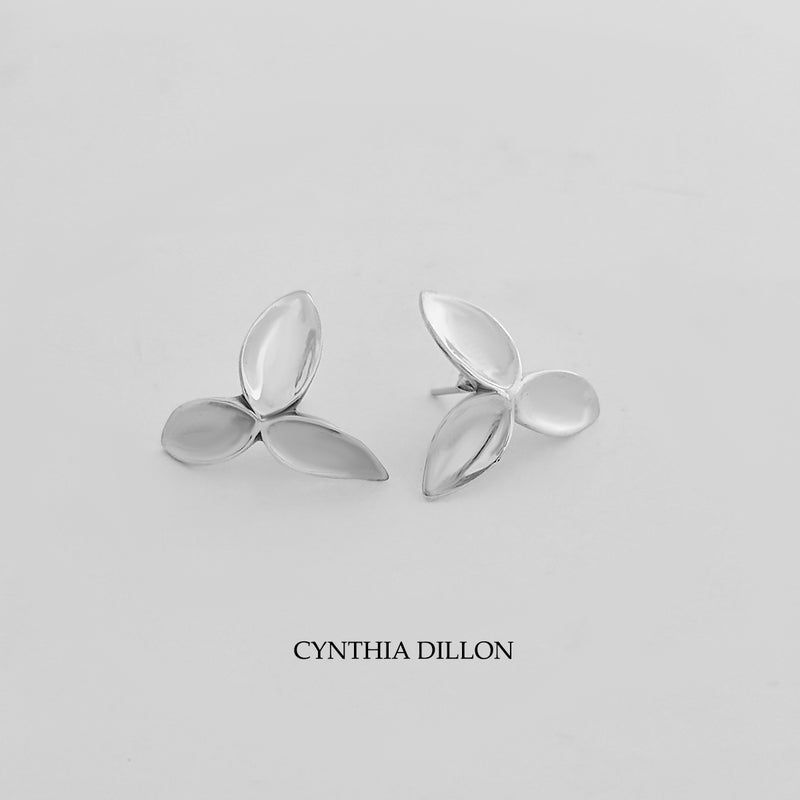 Earrings ~ Sculpted "Three Petals Flower" in Sterling Silver