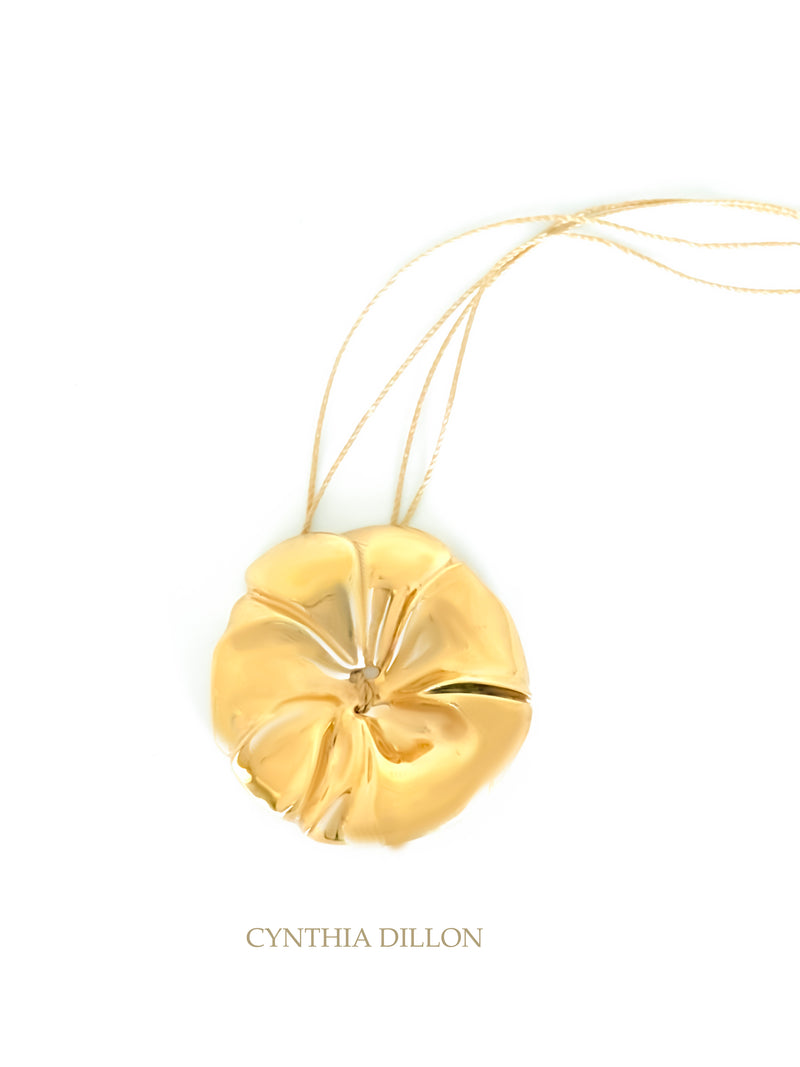 Pendant - Sculpted  "Flower" in S/S on a16"  Cord
