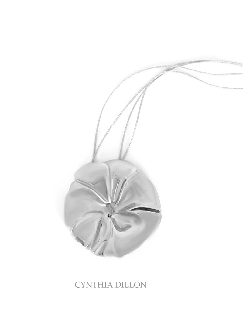 Pendant - Sculpted  "Flower" in S/S on a16"  Cord