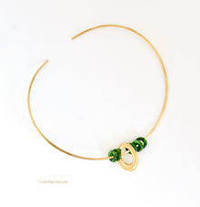 Necklace ~  Choker with Oval Pendant in 18 KT Gold/ vermeil