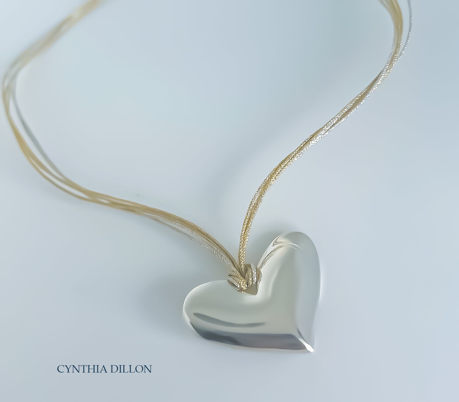 Pendant -Large  "Heart" in Sterling Silver with Cord