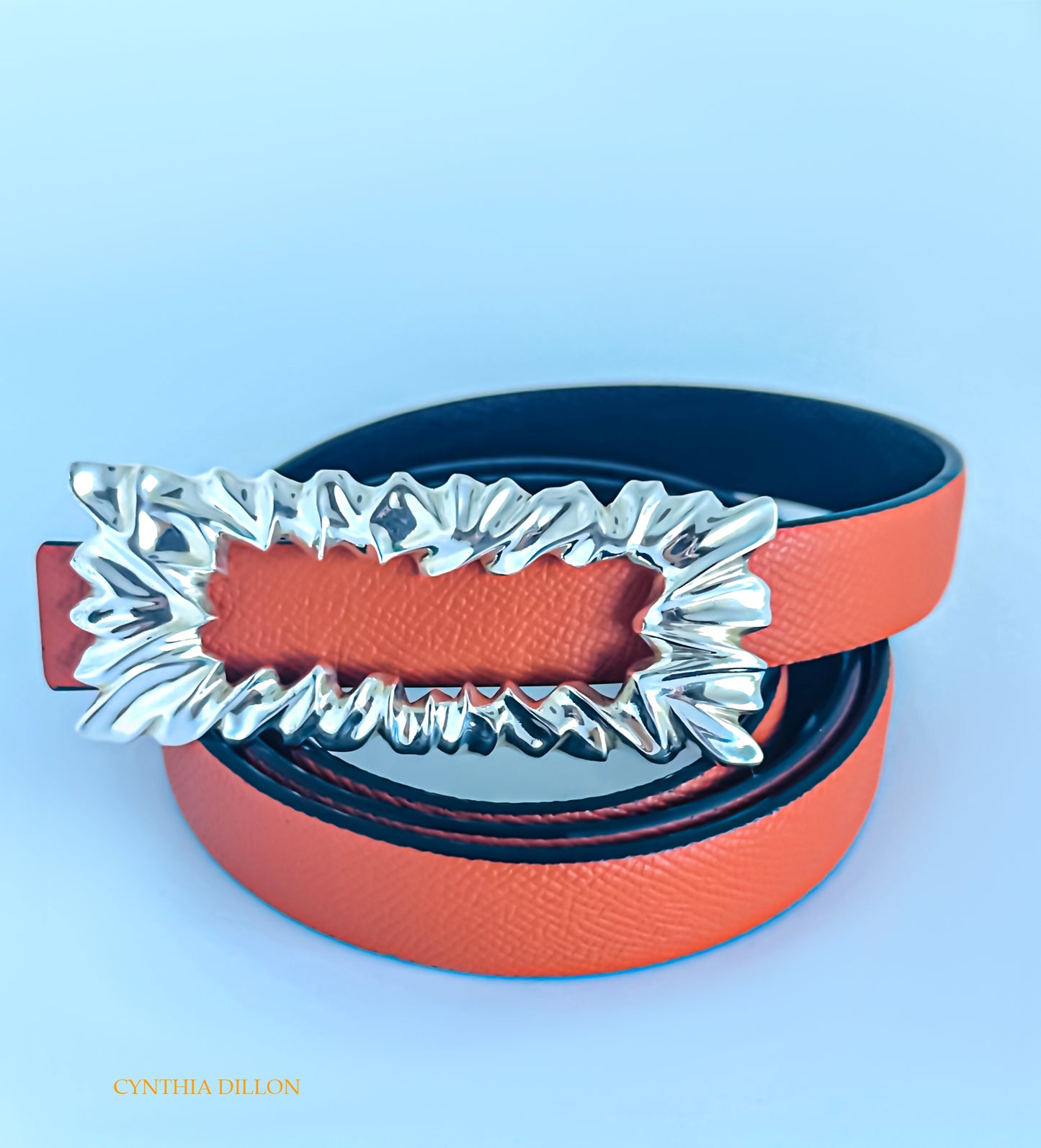 Buckles ~ Sculpted "Lava" Belt Buckle with Reversible Leather  Belt