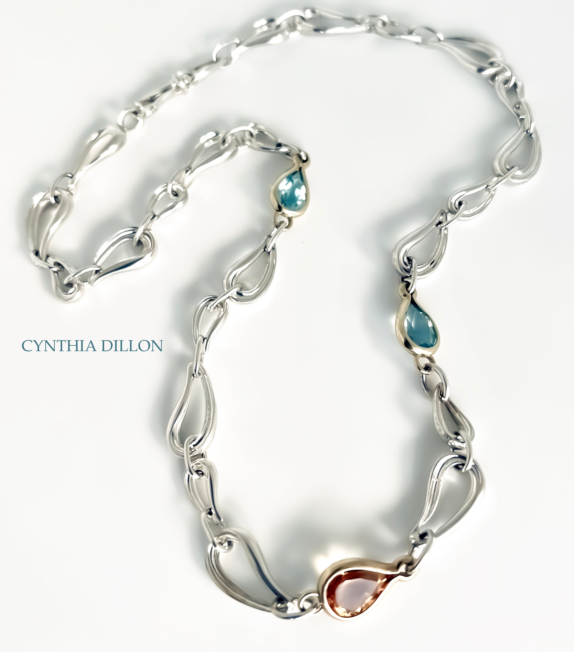 Necklace - Sculpted "Leaves" with Stones