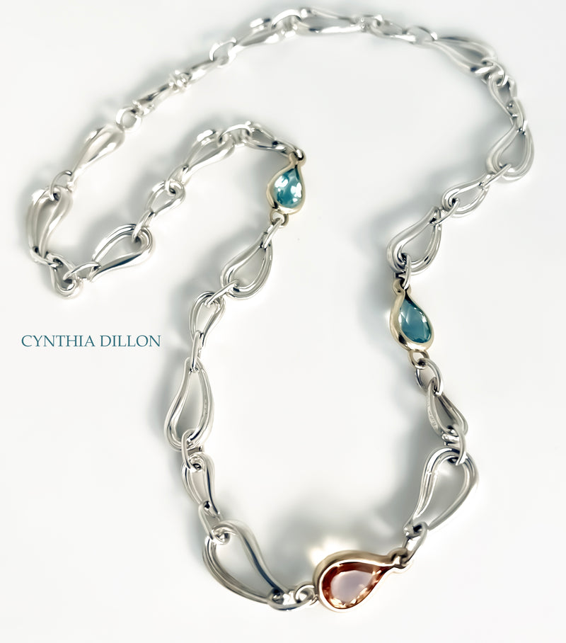 Necklace - Sculpted "Leaves" with Stones