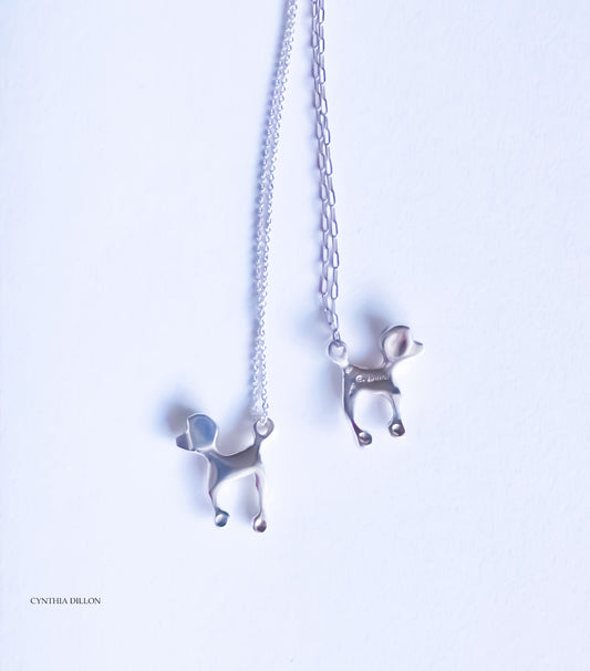 Pendant - Sculpted "Mayflower" Poodle in Sterling Silver