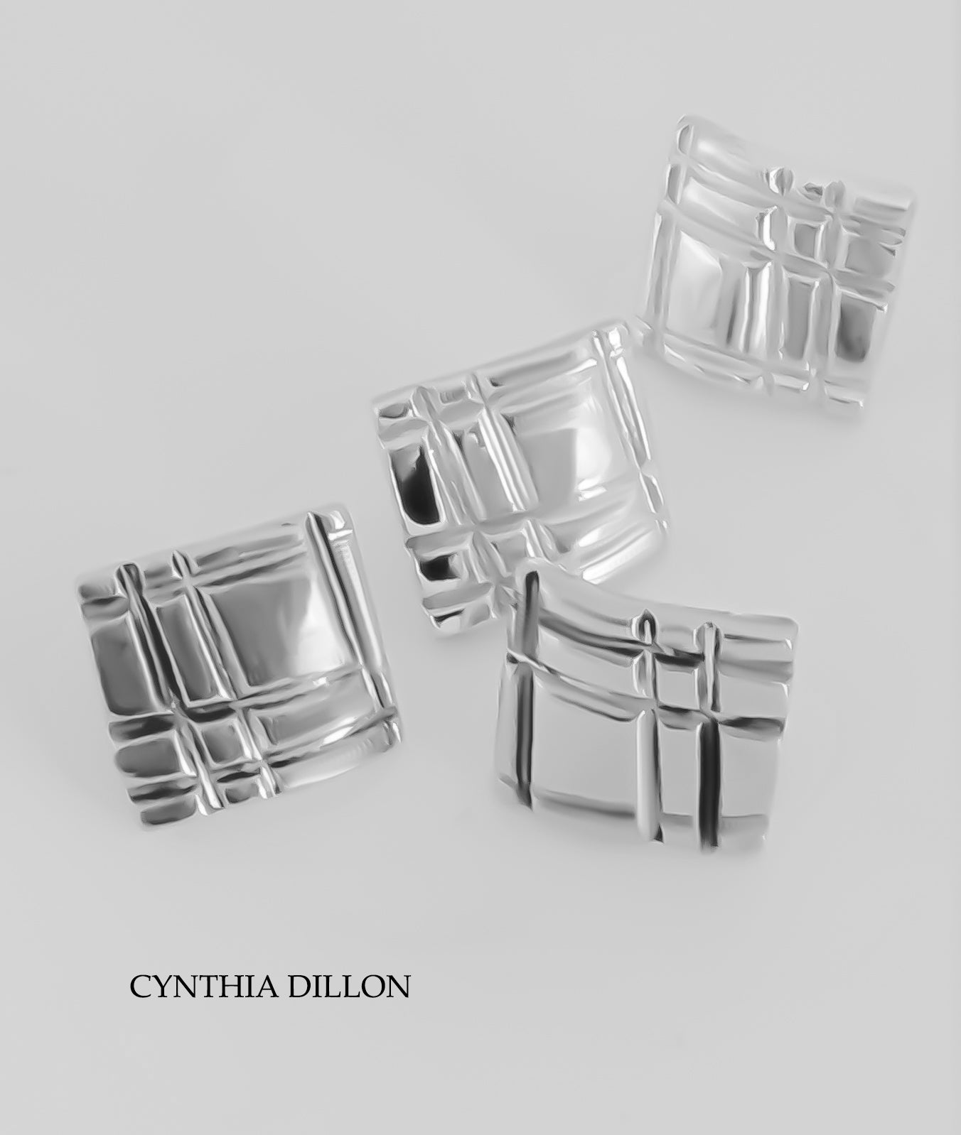 Earrings - Sculpted "Mondrian" Squares in Sterling Silver