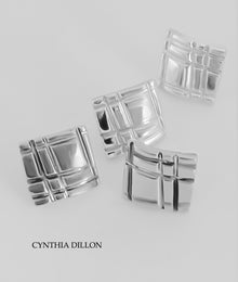 Earrings - Sculpted "Mondrian" Squares in Sterling Silver
