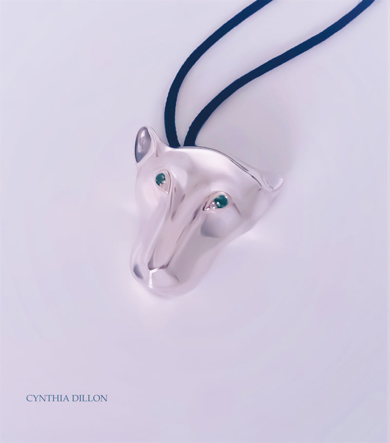 Pendant - Sculpted "Tiger" with Tsavorite Eyes