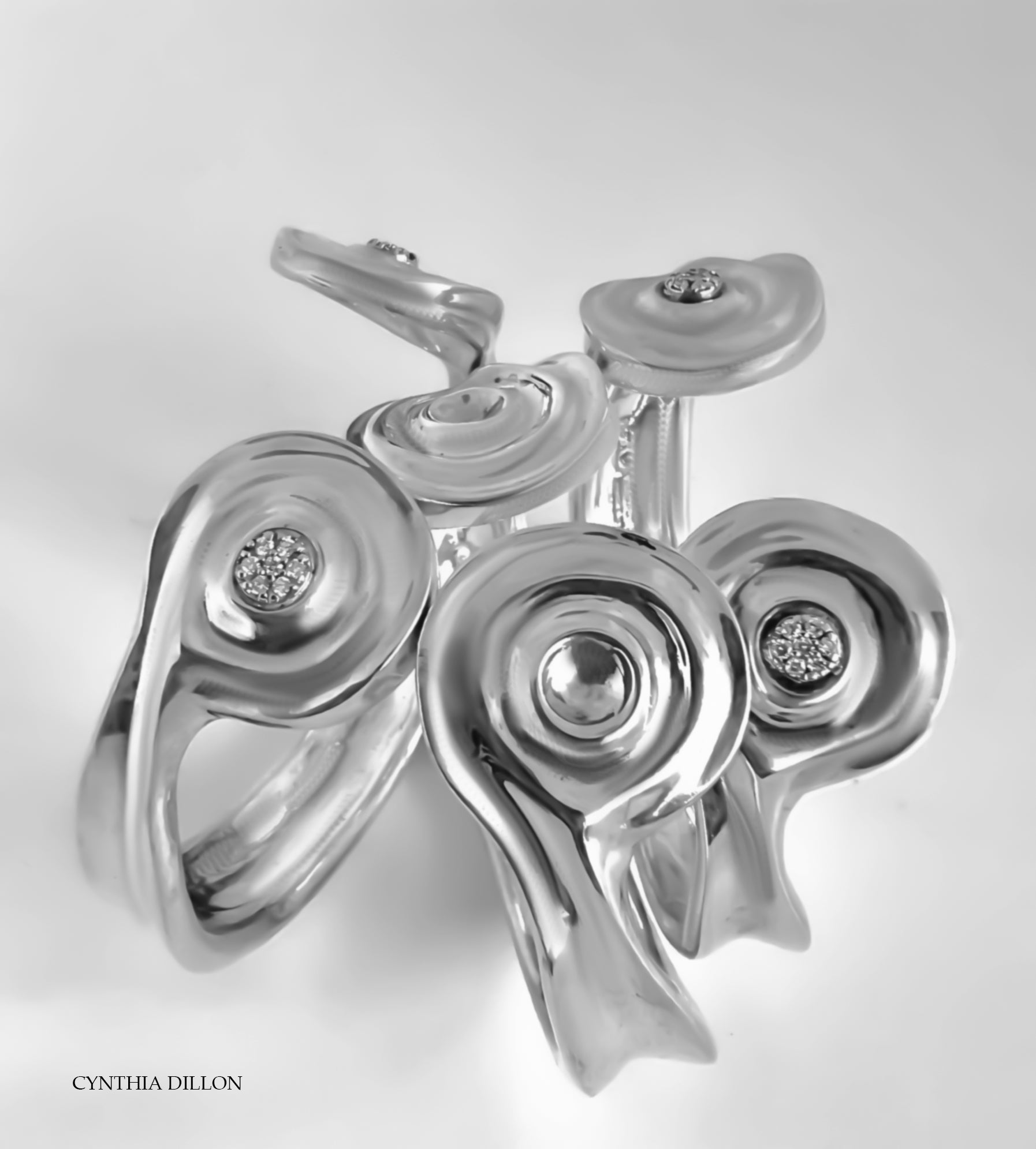 Bracelet - Sculpted "Swirls" in Sterling Silver (Plain)