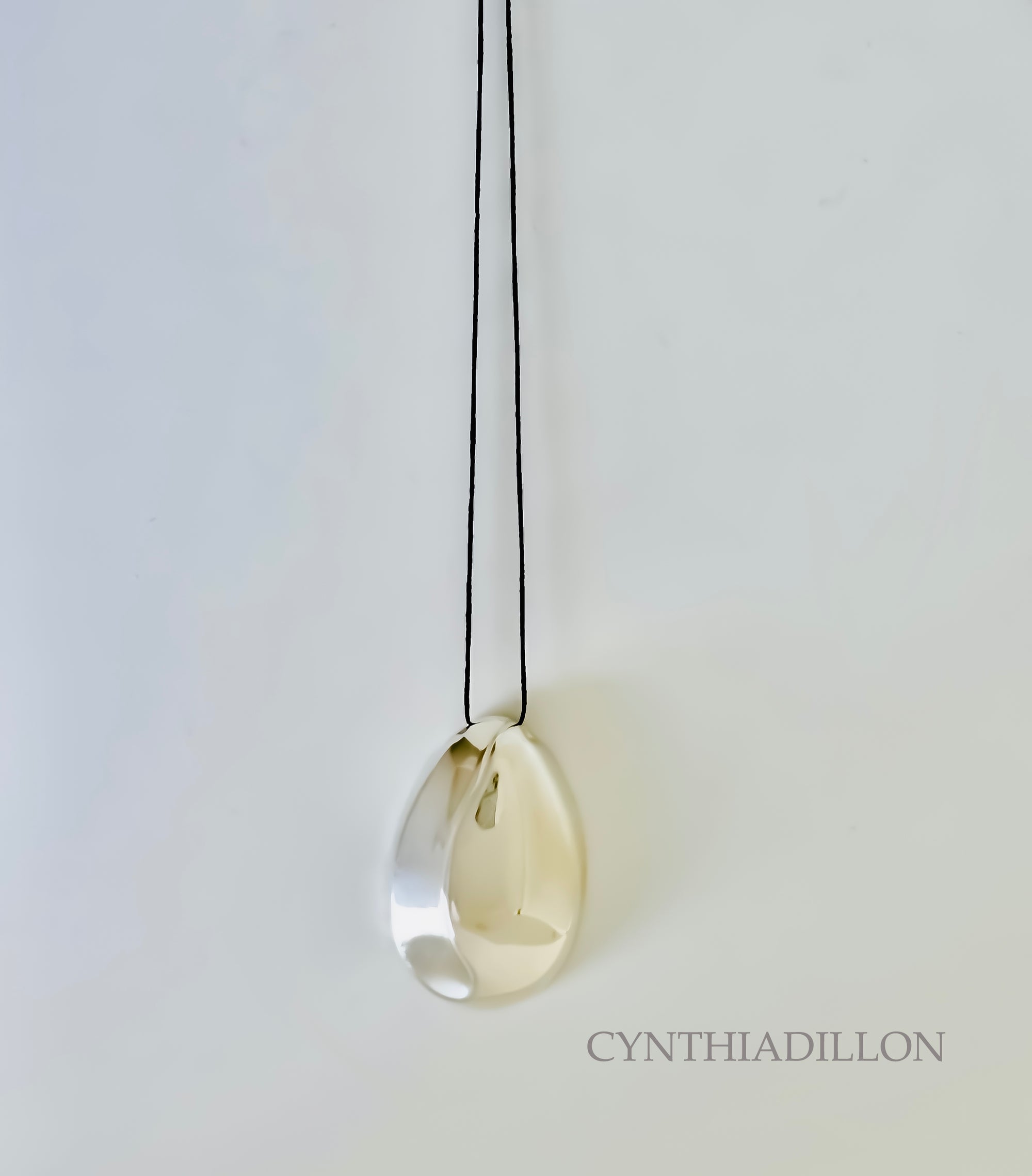 Pendant ~ "Tulip"  Pendant in Sterling Silver with Silk Cord