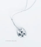 Pendant ~ Sculpted  "Turtle" in Sterling Silver with Silk Cord (small)