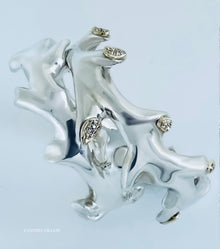 Bracelet - Sculpted "Twig" with Pave Diamonds, in Sterling Silver