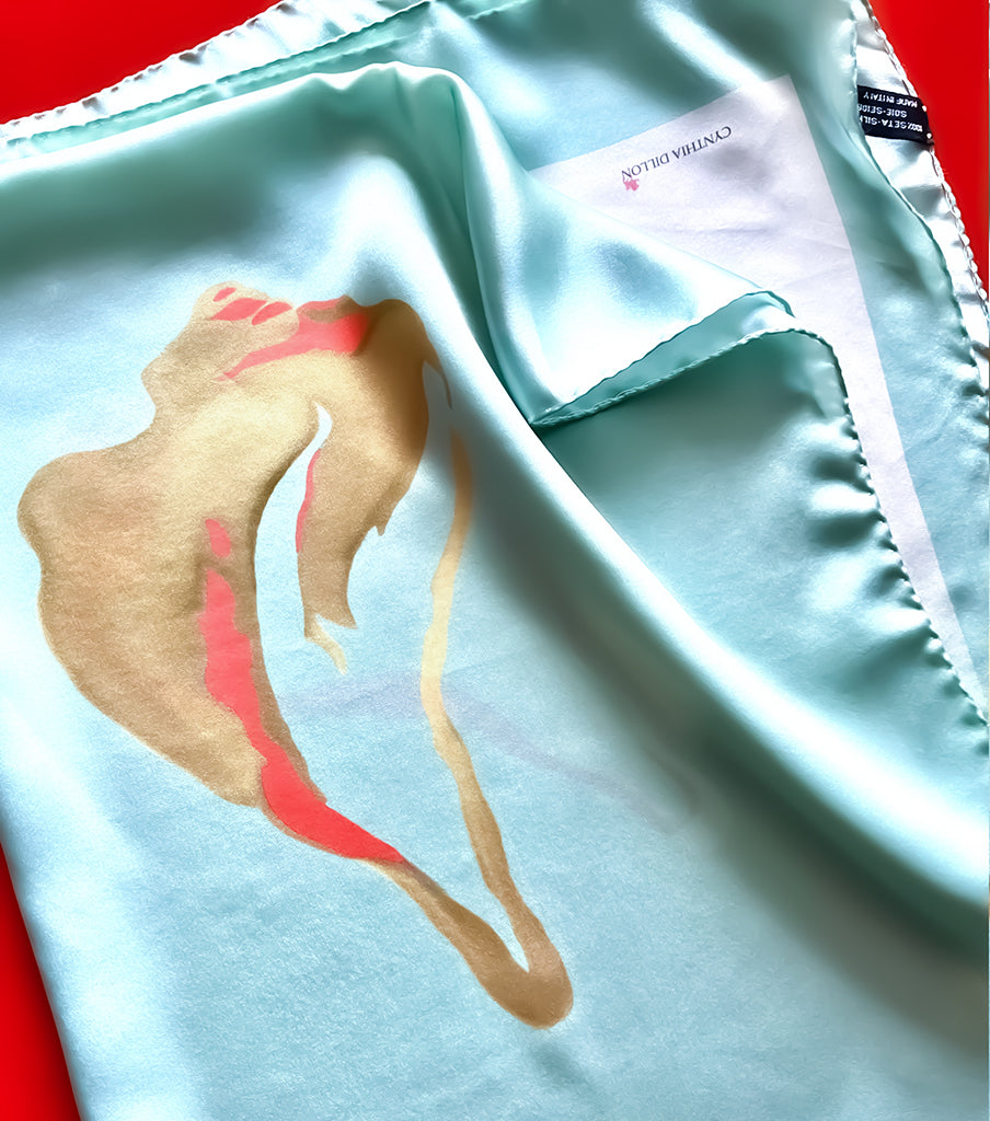 Shawl - Silk - Silver Shells Coral