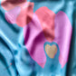 Shawl - Silk - Pink Orchids on Blue