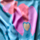 Shawl - Silk - Pink Orchids on Blue