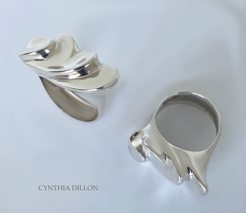 Rings ~ Sculpted "3 Hearts" ring in Sterling Silver