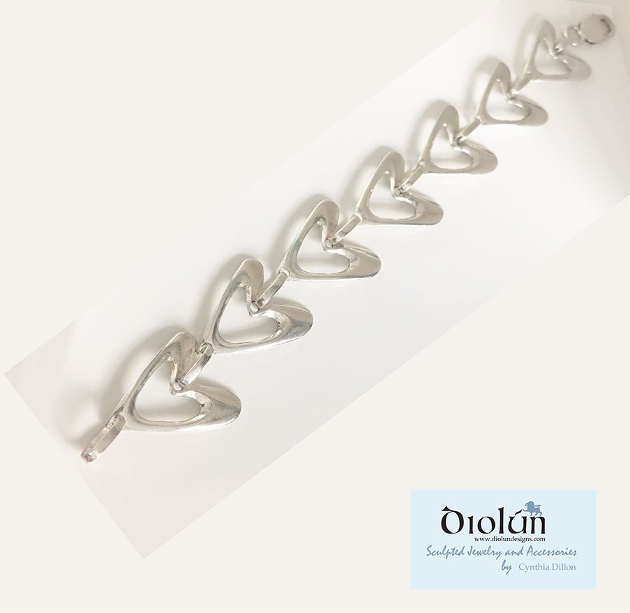 Bracelet - "Heart" Links in Sterling Silver - DiolunDesigns
