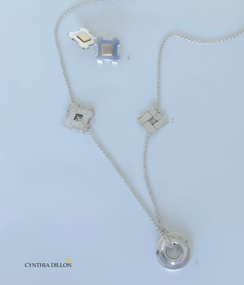 Pendant - Sculpted "Mini" "Open Squares (Dots/Plain) w. 16" Chain - DiolunDesigns