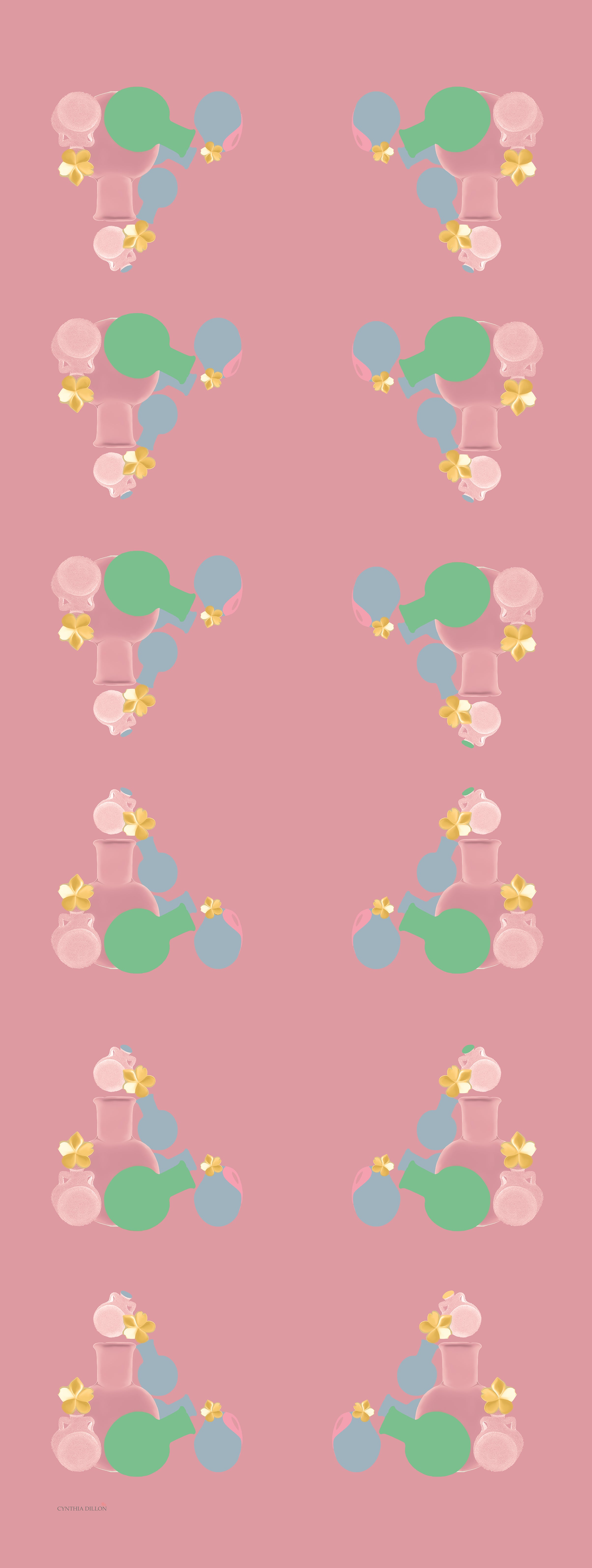 Shawl - Silk - Pots on Pink
