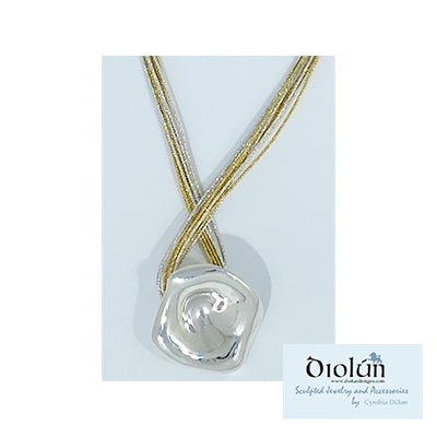 Pendant ~ Sculpted "Simple Flower" in Sterling Silver - DiolunDesigns