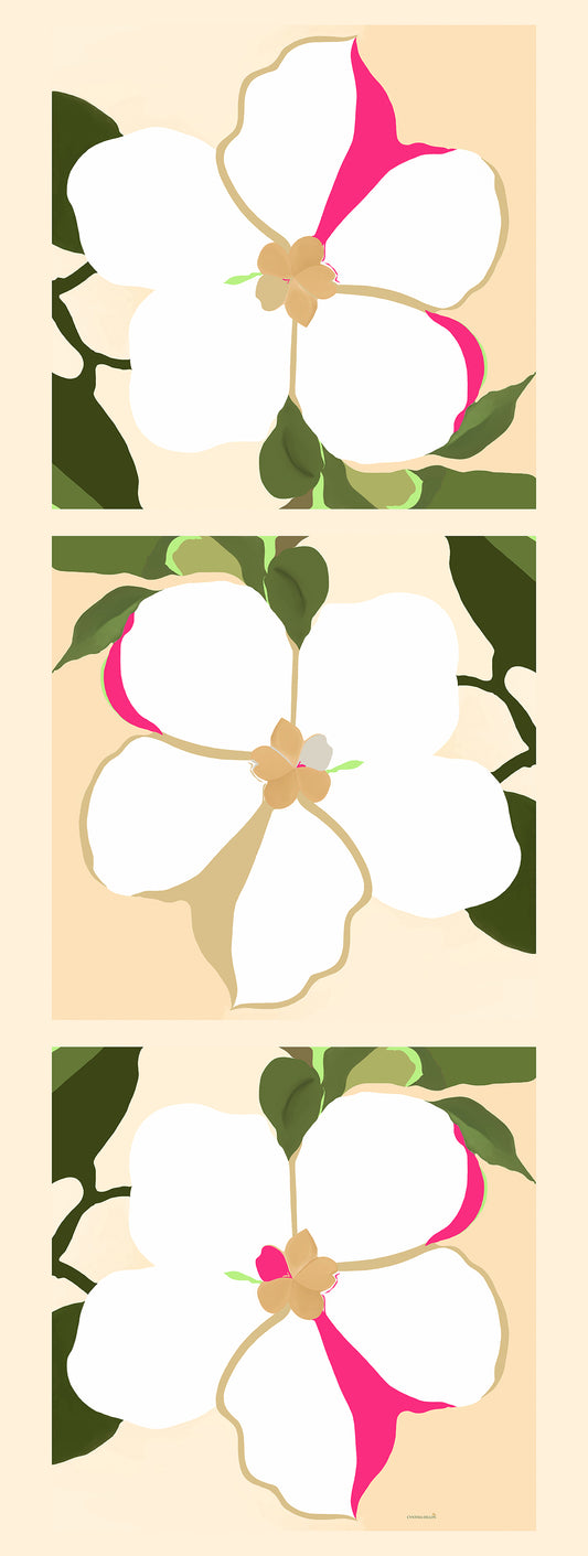 Shawl- Silk - Flower 5 Petals - Pink
