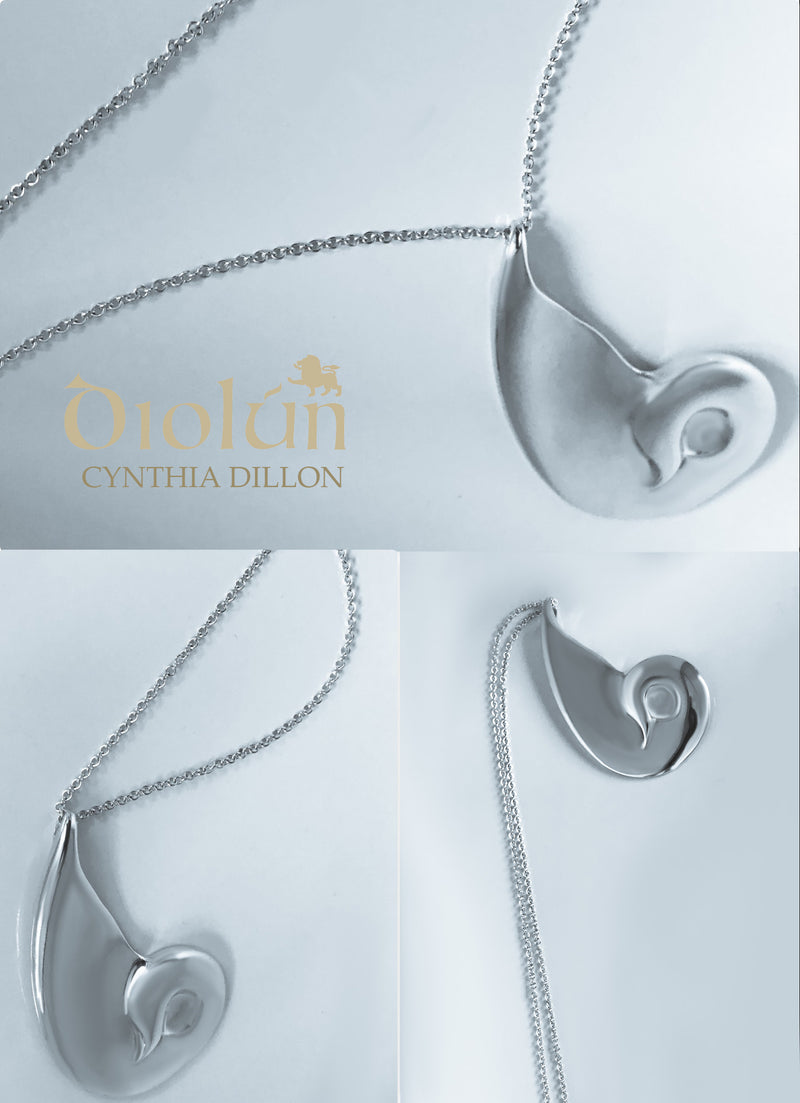 Pendant - Sculpted "Swan" in S/S w. 16" Chain - DiolunDesigns